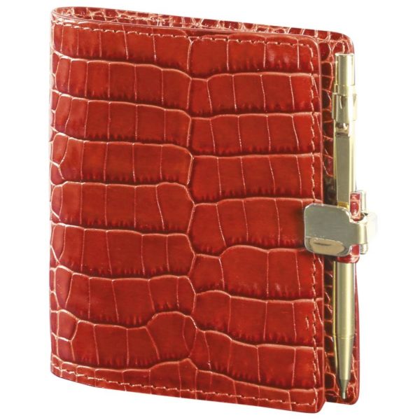 Agenda A Veau Croco Savannah Orange Avec Porte Mine