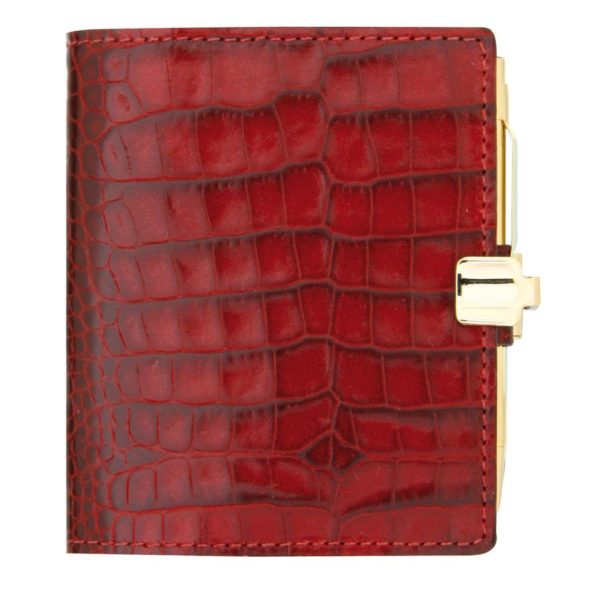 Agenda A Veau Croco Savannah Rouge Avec Porte Mine