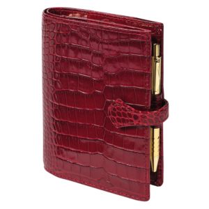 Agenda Sk  Veau Croco Savannah Rouge Avec Porte Mine