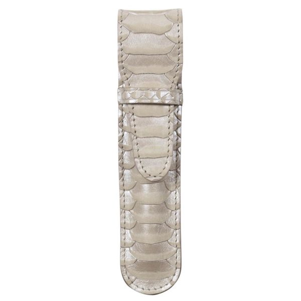 Etui  Stylo Veau Python Metal Perle