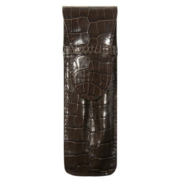 Etui  Stylos Veau Croco Savannah Cafe