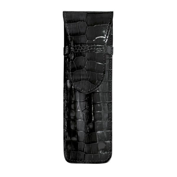 Etui  Stylos Veau Croco Savannah Noir