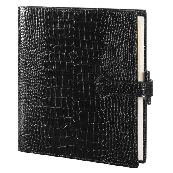 Organiseur Racine Ak  Veau Croco Savannah Noir Avec Patte