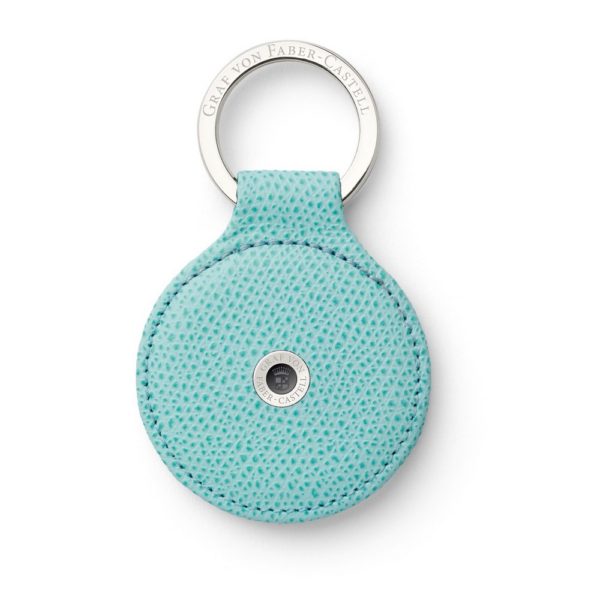 Porte Cles Rond Cuir Epsom Turquoise