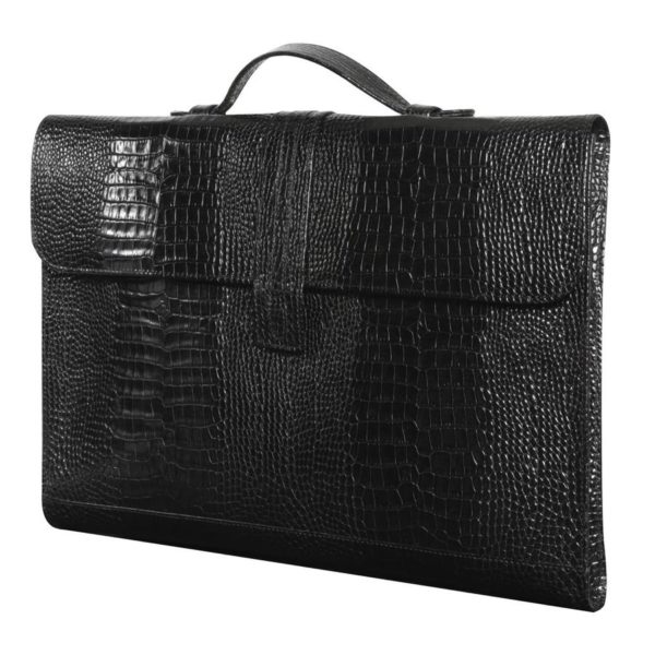 PORTE-DOCUMENT - VEAU Croco Savannah Noir