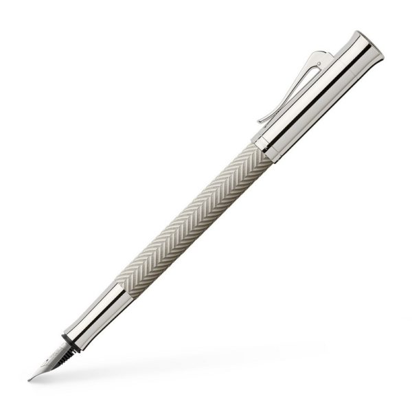 Stylo Plume Guilloche Cisele Gris Pierre