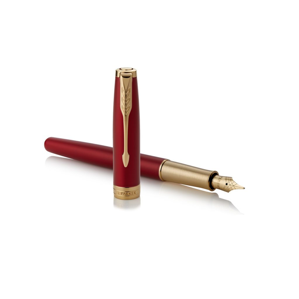 Stylo Plume Waterman Centurion Laqué Rouge Vermillon - NOS, Plume Plaqué Or