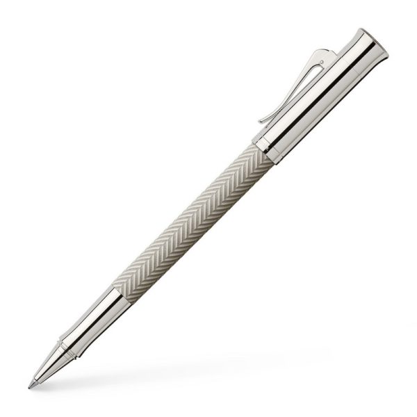 Stylo Roller Guilloche Cisele Gris Pierre