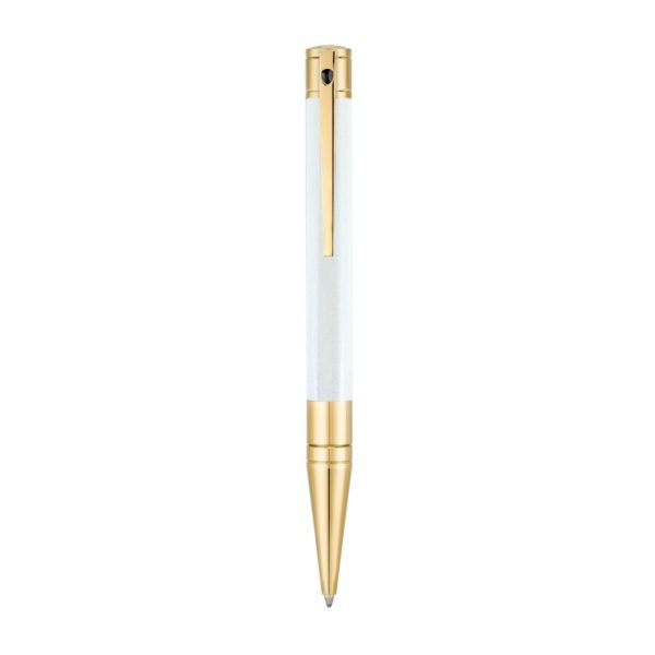 stylo bille d initial blanc dore