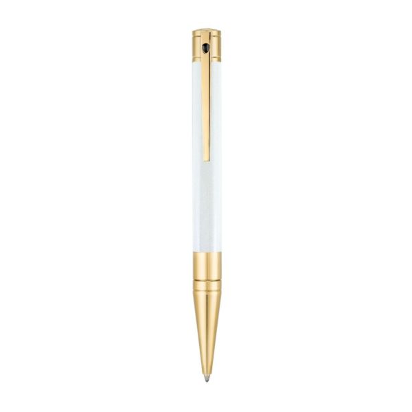 stylo bille d initial blanc dore