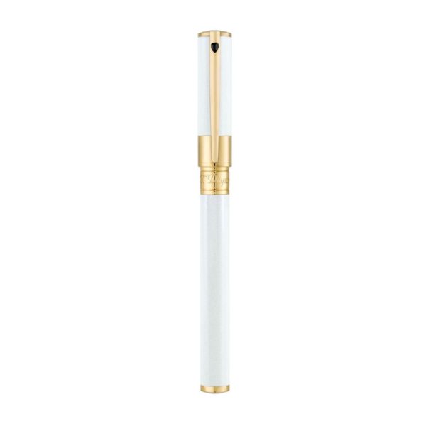 stylo roller d initial blanc dore  close