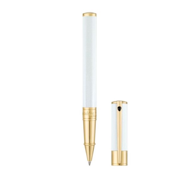 stylo roller d initial blanc dore  open