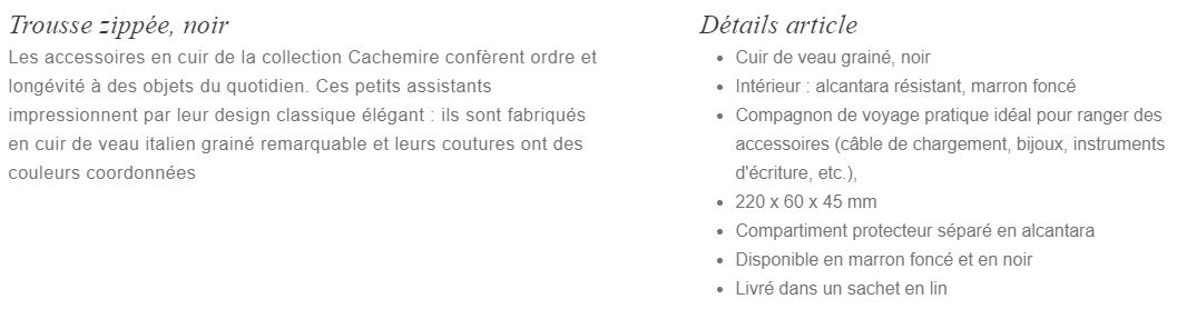 Description Trousse zippé noir