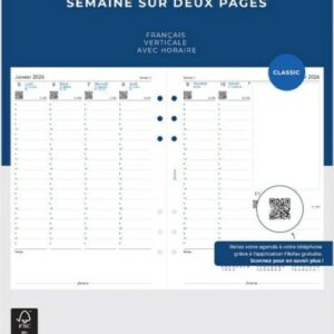 Recharge FILOFAX A5 Sem/2Pg Vert Fr