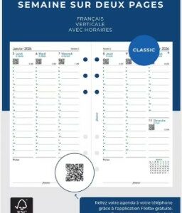Recharge FILOFAX Pers Sem/2Pg Vert Fr